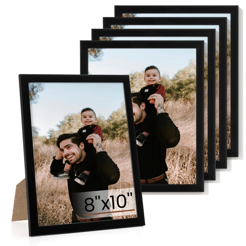 Heimlove 8x10 Picture Frame Set of 5Black Photo Frames Display 8x10 PicturesPicture Frames 8x10 Wall Gallery Collage Tabletop or Wall MountPoster Frame Display for Certificate Document