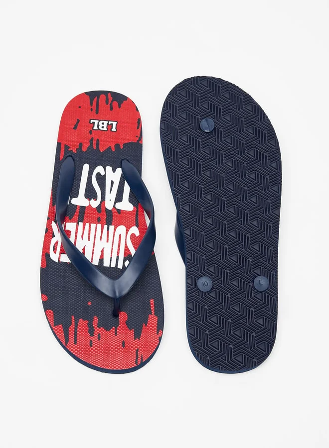 LBL by Shoexpress Men's Slogan Print Slip-On Thong Slippers