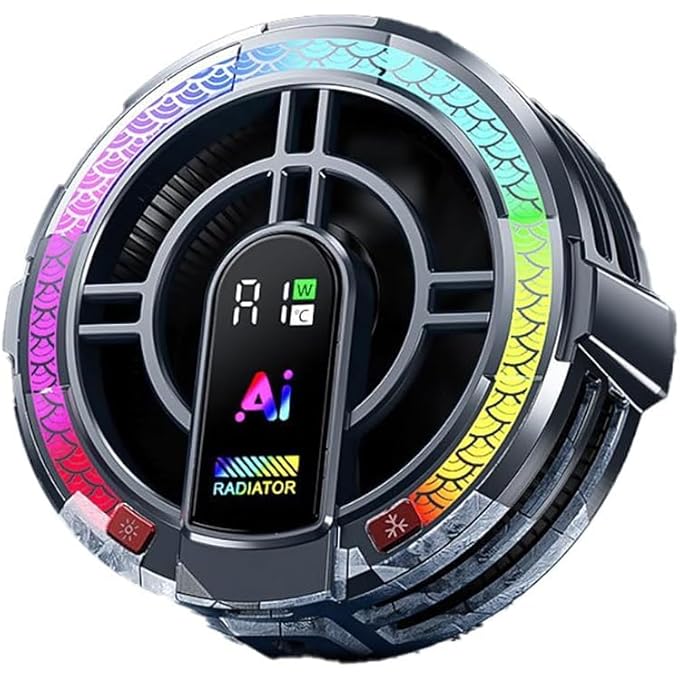 rayihni MAGNETIC TABLET COOLER, MAGNETIC LAPTOP RADIATOR WITH 4 LEVELS TEMPERATURE CONTROL & LIGHT, SEMICONDUCTOR COOLING FAN FOR MOBILE GAMING, LIVE STREAMING - Image 1