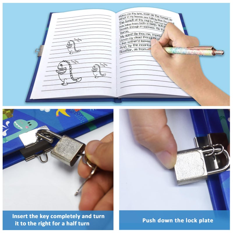 GINMLYDA Girls Diary with Lock for Kids, GINMLYDA Pink Cute Diaries 7.1x5.3" 160 Pages Girl Journal Secret Notebook with Lock and Key for Little Kid Writing Drawing Gift for Pre school Age 6,8,12 - Image 4