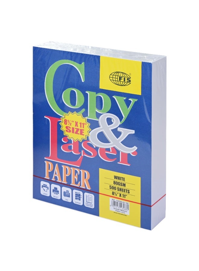 FIS Copy & Laser Photocopy Paper, Size Letter (8.5x11" Inches), 80gsm, 500 Sheets Per Ream, Box of 5 Reams, White Paper-FSPW8.5X11NE - Image 3