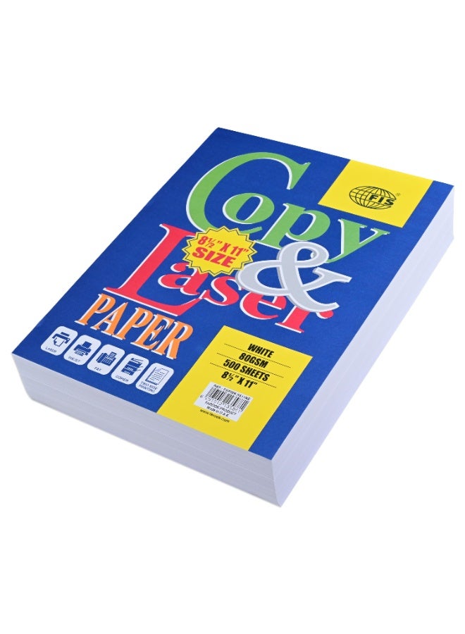 FIS Copy & Laser Photocopy Paper, Size Letter (8.5x11" Inches), 80gsm, 500 Sheets Per Ream, Box of 5 Reams, White Paper-FSPW8.5X11NE - Image 4