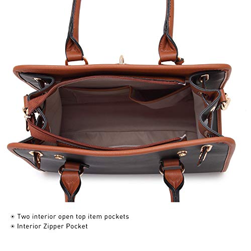 Dasein Women Handbags Top Handle Satchel Purse Shoulder Bag Hobo Bag Work Bag Set 2pcs (Black) - Image 5