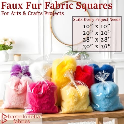Barcelonetta Faux Fur Fabric | Pre-Cut Fur Squares for Sewing, DIY Crafts, Costumes, Upholstery | Soft, Vegan Faux Fur | Material for Plush Toy Projects (White, 10" X 10") - Image 3