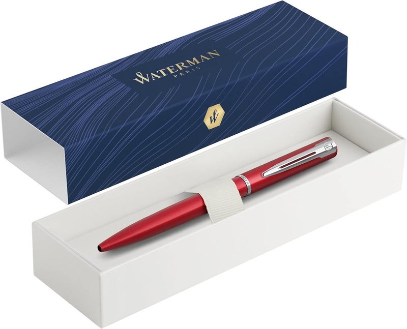 وترمان Waterman Allure Ballpoint Pen | Red Lacquer | Medium Point | Blue Ink | Gift Box - Image 1