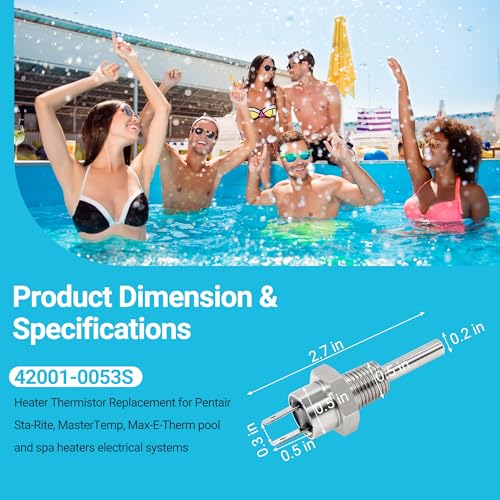 Funmit 42001-0053S Heater Thermistor Stainless Steel Replacement Part for Pentair Sta-Rite MasterTemp Max-E-Therm Pool and Spa Heater Elecrical System - Image 3
