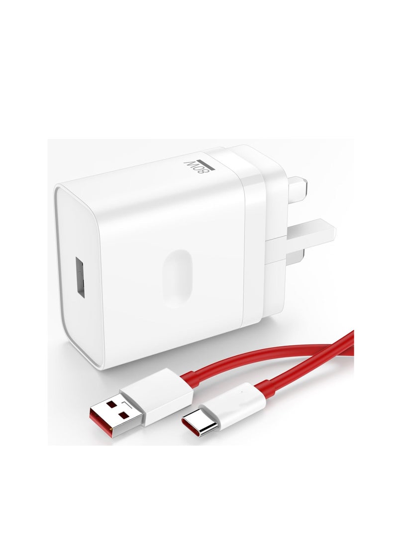 Generic - For OPPO SUPERVOOC Charger 80W, USB Plug Power Adapter Vooc Fast Charger Wall Charger With USB A to USB C Charging Cable 1M for Oppo Find X8 X7 X6 X5 Pro 5G X2 X3 Reno 13 12 F 11 Pro 10 8 A79 A78 A98 A58 A38 A60 - Image 1