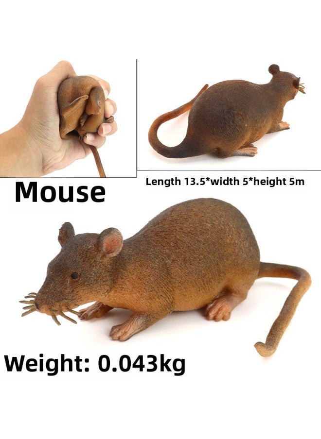Generic - Applicable Simulation Soft Rubber Silicone Seal Fishbone Puffer Decompression Caterpillar Toy Frog Soft Model Animal Children-Color:Transparent Silicone [mouse]] - Image 1