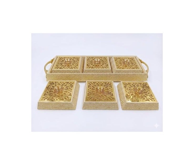 High Quality Square Serving Tray with Clear Acrylic Lid with Gold Handle and Elegant Crystal Handle, Luxury Design Adds Organization and Beauty for Events and Home Hospitality - Image 2