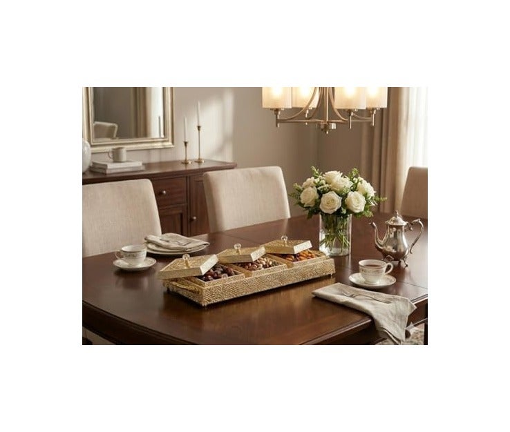 High Quality Square Serving Tray with Clear Acrylic Lid with Gold Handle and Elegant Crystal Handle, Luxury Design Adds Organization and Beauty for Events and Home Hospitality - Image 4