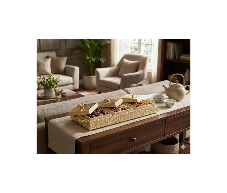 High Quality Square Serving Tray with Clear Acrylic Lid with Gold Handle and Elegant Crystal Handle, Luxury Design Adds Organization and Beauty for Events and Home Hospitality - Image 5
