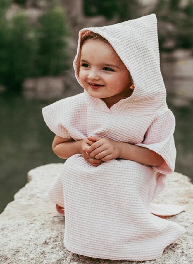 BANGSAUR Hooded Poncho Towel for Toddlers Babies Cotton Lightweight Cover-up Bath Beach Changing Towels, 2-5 Years,Salmon,23.6in - Image 4