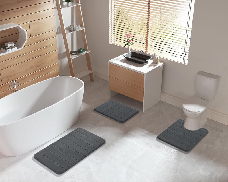 Buganda Luxury Spa Comfort Bath Mat, Non-Slip Bathroom Rug Set, Stylish Door Mat | Washable & Quick Dry, Ultra Soft & Water Absorbent (20" x 32" + 16" x 47") - Image 2