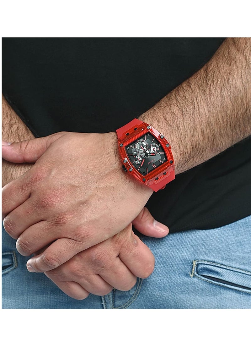 GUESS Men's Analog Silicone Wrist Watch - GW0203G5 - 43 mm - Image 5