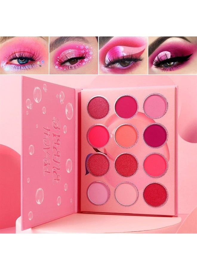 Afflano - Pink Barbie Eyeshadow Palette Makeup Afflano,Pigmented Blendable Pink Shades Eye Shadow Pallet Matte Shimmer,Bright Red Violet Small Cute Peach Eye Palette 12 Color,for Girl/Women/Travel/Mother's Gift - Image 1