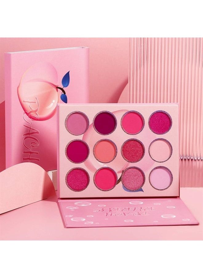 Afflano - Pink Barbie Eyeshadow Palette Makeup Afflano,Pigmented Blendable Pink Shades Eye Shadow Pallet Matte Shimmer,Bright Red Violet Small Cute Peach Eye Palette 12 Color,for Girl/Women/Travel/Mother's Gift - Image 1