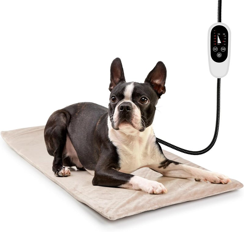 NICREW Dog Heating Pad, Temperature Adjustable Heated Dog Bed with Auto Shut Off Timer, Indoor Pet Heated Bed Mat for Cats and Dogs, 27.5 x 15.7 Inches, 75W - Image 1