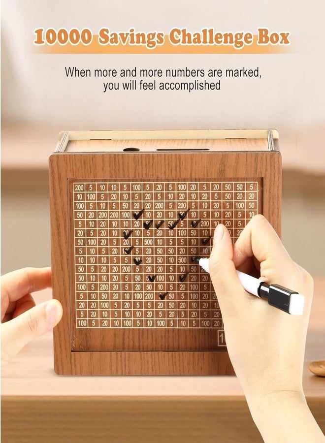 BUC Wooden Piggy Bank & Wooden Coin Box with Carved Design for Kids/Children with Numbers (Large Size) - Image 4