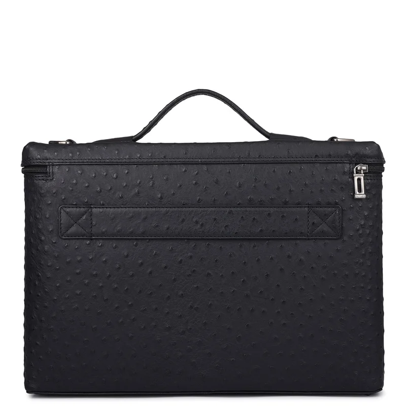 Da Milano  Ostrich Leather Laptop Sleeve - Black  | Best Price UAE