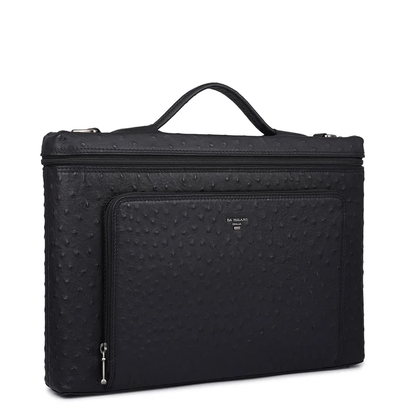 Da Milano  Ostrich Leather Laptop Sleeve - Black  | Best Price UAE