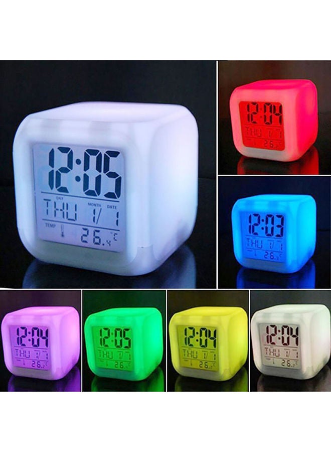 عربست ساعة منبه رقمية بإضاءة LED ملونة أبيض 8سم - Image 1