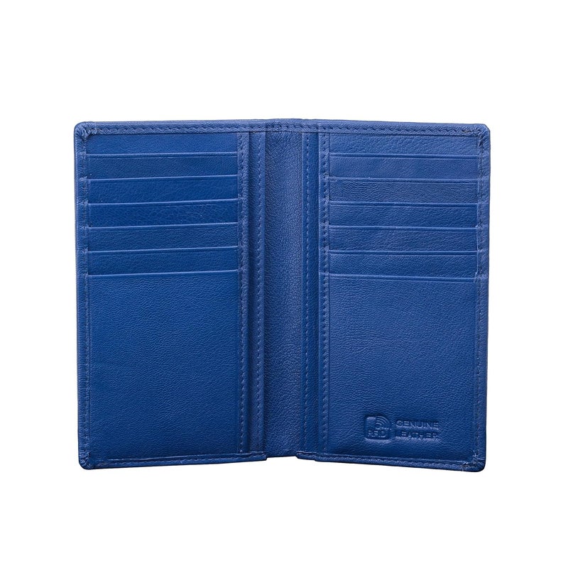 RINEZZA Genuine Leather Long Wallet Holder | for Men & Women with 12 Card Slots | RFID Protected | Travel Accessories | Blue - Image 4