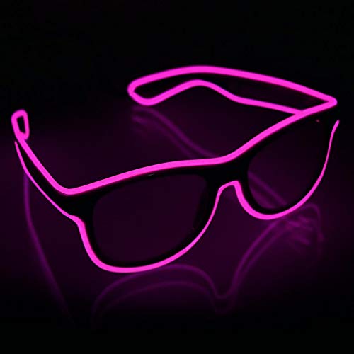 YouRfocus Wireless LED Light Up Glasses Glow in the Dark Neon Rave Glasses for Rave Party, EDM, Halloween, Christmas (Pink) - Image 1