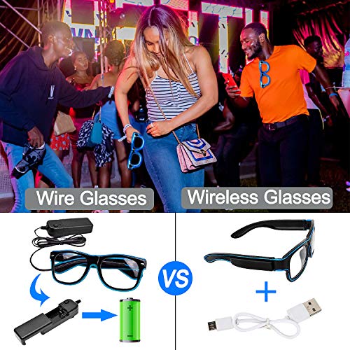 YouRfocus Wireless LED Light Up Glasses Glow in the Dark Neon Rave Glasses for Rave Party, EDM, Halloween, Christmas (Pink) - Image 5