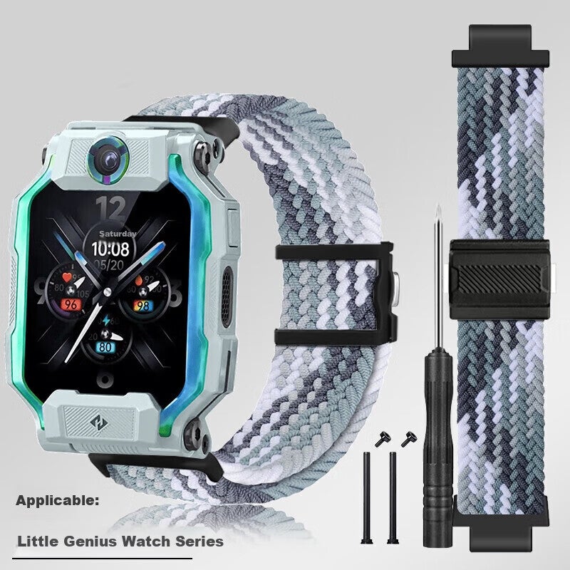 Dipuer Compatible Magnetic Clasp Elastic Breathable Watch Strap for Xiaotiancail Phone Watch, Universal Fit for Z6/Z5A/Q1C/Z7/Z9/Y03/Z8/D3 - Dazzling Black - Image 3