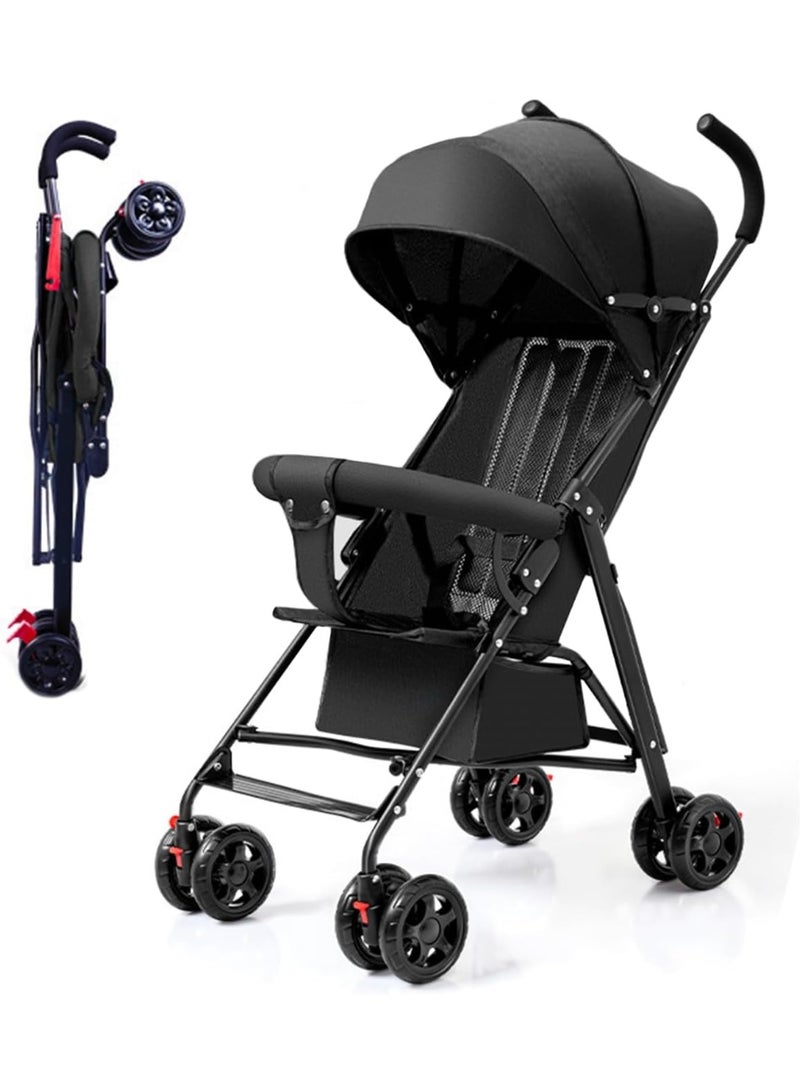 تابيت عربة أطفال خفيفة الوزن وقابلة للطي، وسلة تخزين كبيرة، وعجلات مقاومة للصدمات وقابلة للقفل - Image 1