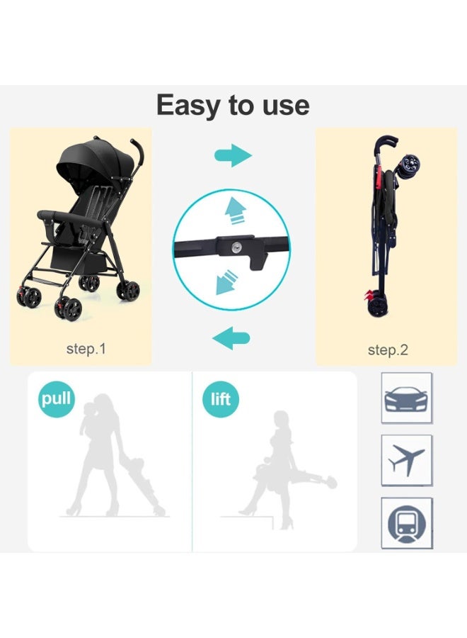 تابيت عربة أطفال خفيفة الوزن وقابلة للطي، وسلة تخزين كبيرة، وعجلات مقاومة للصدمات وقابلة للقفل - Image 2