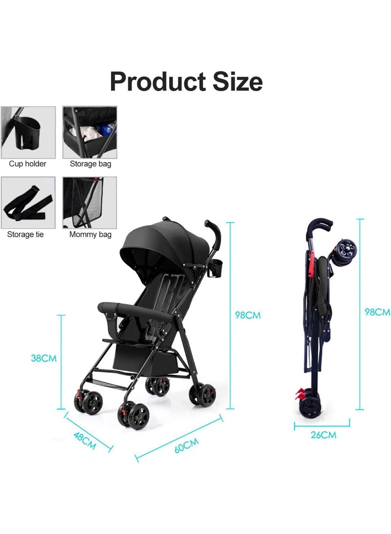 تابيت عربة أطفال خفيفة الوزن وقابلة للطي، وسلة تخزين كبيرة، وعجلات مقاومة للصدمات وقابلة للقفل - Image 3