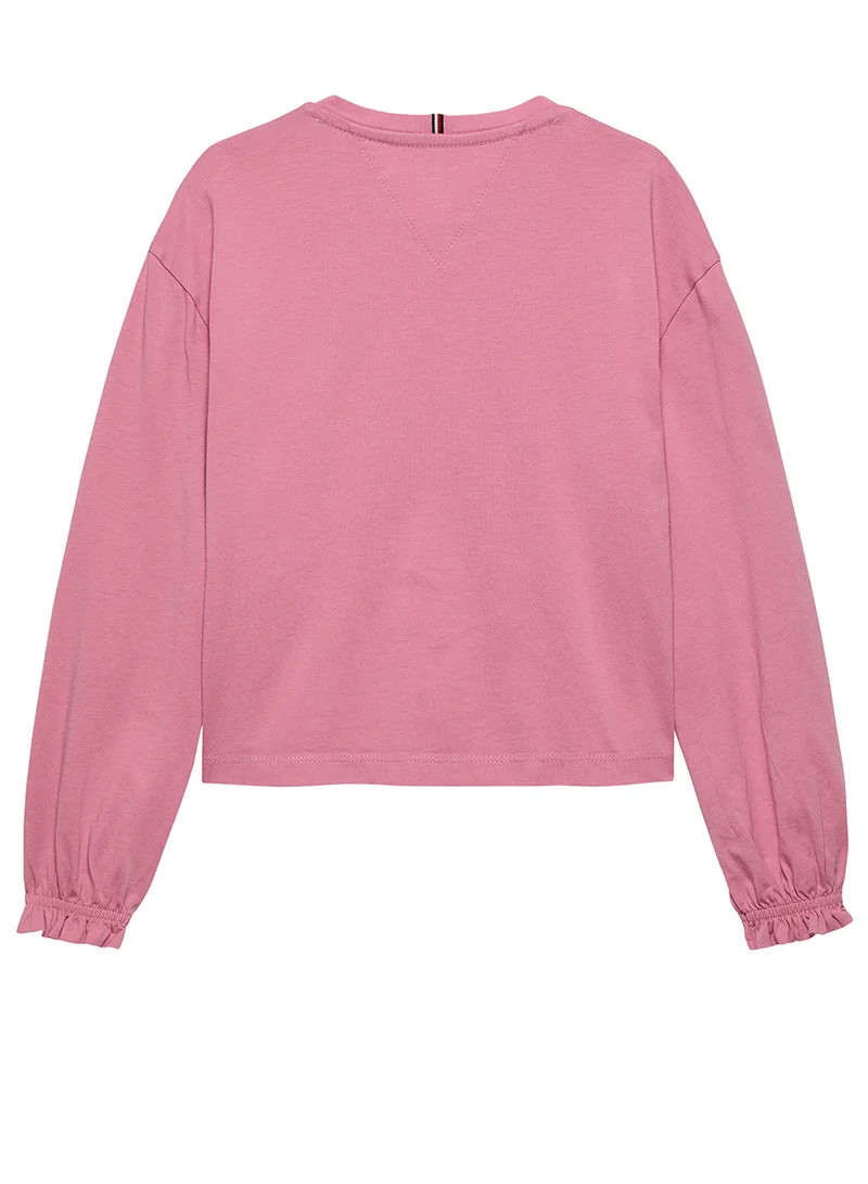 تومي هيلفيغر تيشيرت أطفال بياقة مستديرة مطرز بقلب