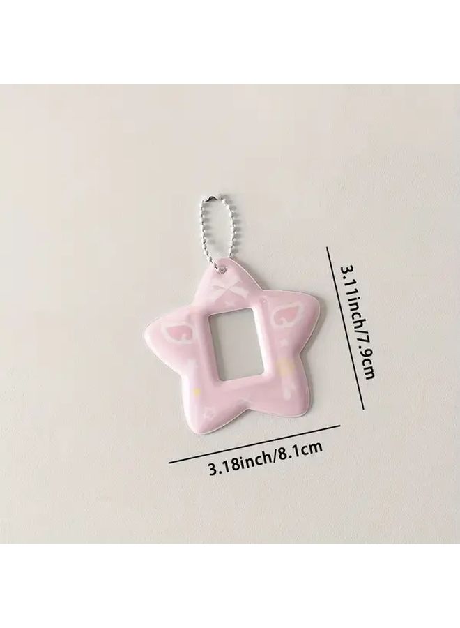 Star Shaped Card Holder With Keychain Loop Purple For ID Badge Office Library - Image 2