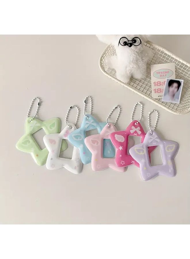 Star Shaped Card Holder With Keychain Loop Purple For ID Badge Office Library - Image 5