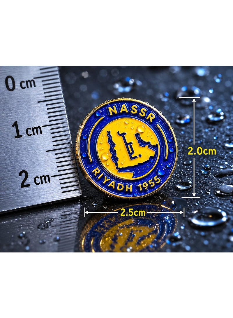 Al Nassr FC Metal Sticker Set 2 Pieces – Bold Blue & Yellow Riyadh 1955 Emblem – Durable Gloss Finish for Phone, Laptop, Notebook, Water Bottle – Fan Collectible Gift for Saudi Football Supporters - Image 2