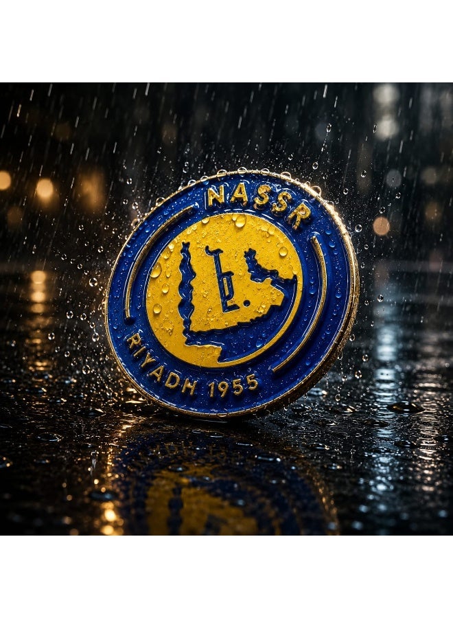 Al Nassr FC Metal Sticker Set 2 Pieces – Bold Blue & Yellow Riyadh 1955 Emblem – Durable Gloss Finish for Phone, Laptop, Notebook, Water Bottle – Fan Collectible Gift for Saudi Football Supporters - Image 3