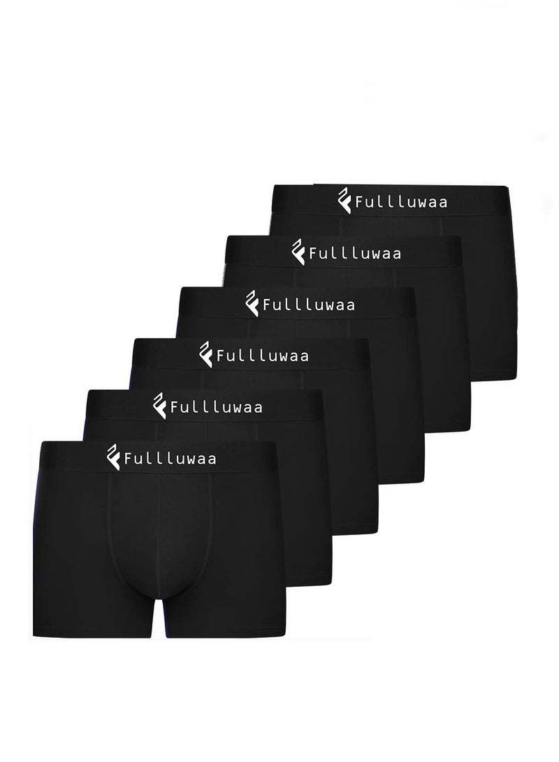 Fullluwaa Fullluwaa Men's boxer briefs, retro, pure cotton material, 6 pieces pure black size s  - Image 1