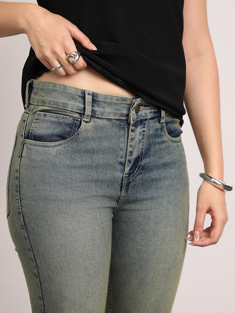 Urbano Fashion  Urbano Fashion Women's Light Blue Mid Rise Bootcut Washed Jeans Stretchable  | Best Price UAE