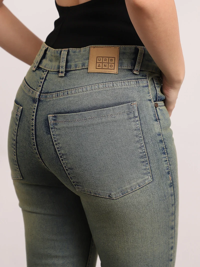 Urbano Fashion  Urbano Fashion Women's Light Blue Mid Rise Bootcut Washed Jeans Stretchable  | Best Price UAE
