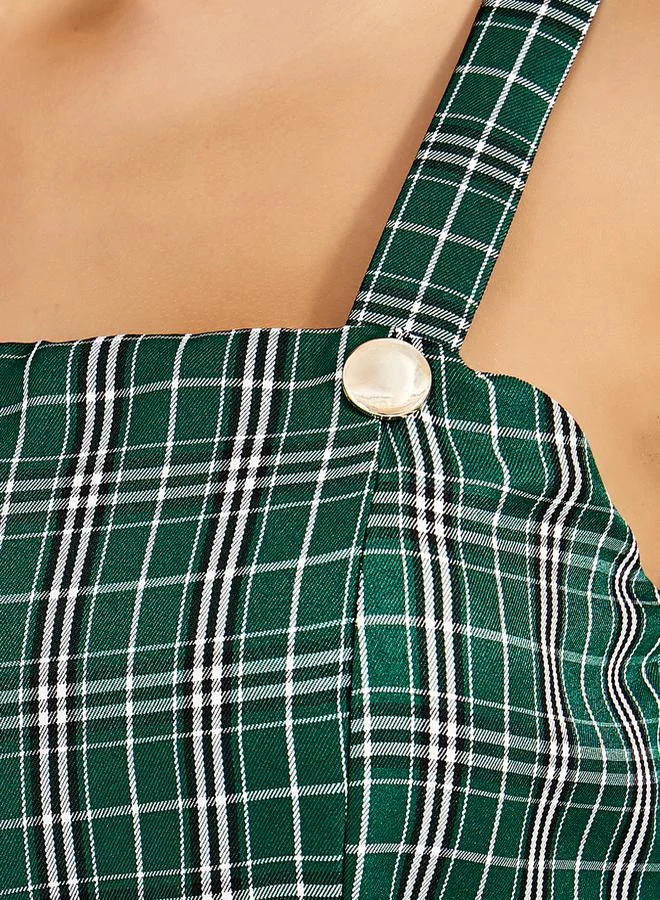 Styli Flannel Square Neck Crop Top
