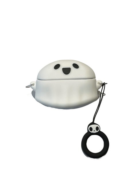 Suitable For IKF C01 Ear Clip Headphone Cover Cartoon Silicone Soft Shell Bone Conduction Wireless Bluetooth Drop-proof Protective Cover-Color:Silicone Soft Shell-white Ghost-Model:Ikf C01 (protective Case)