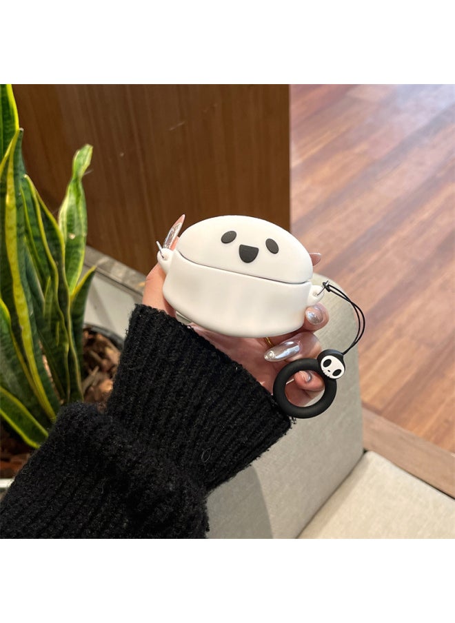 Suitable For IKF C01 Ear Clip Headphone Cover Cartoon Silicone Soft Shell Bone Conduction Wireless Bluetooth Drop-proof Protective Cover-Color:Silicone Soft Shell-white Ghost-Model:Ikf C01 (protective Case)