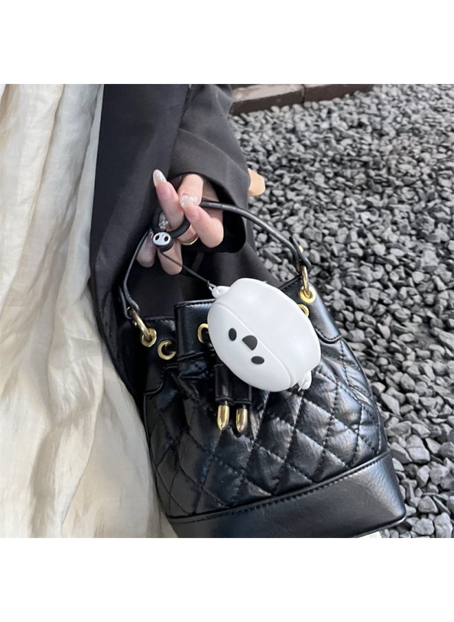 Suitable For IKF C01 Ear Clip Headphone Cover Cartoon Silicone Soft Shell Bone Conduction Wireless Bluetooth Drop-proof Protective Cover-Color:Silicone Soft Shell-white Ghost-Model:Ikf C01 (protective Case)