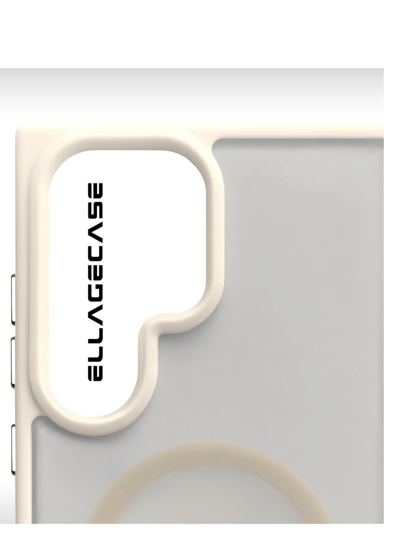 White Stylish Case for Samsung Galaxy S23 Ultra, Solid Camera Protection, Shockproof, Enhanced Protection, Compatible with MagSafe and Wireless Charging
