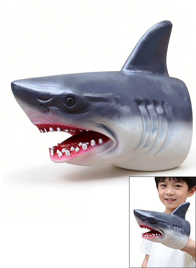 KANGLI 1 Pcs Hand Puppet Toys Rubber Coating Animal Shark, Shark Puppets Role Play Toy for Kids, Realistic High simulation Shark Head - Image 1