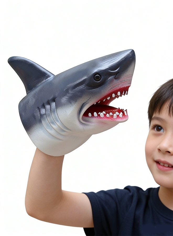 KANGLI 1 Pcs Hand Puppet Toys Rubber Coating Animal Shark, Shark Puppets Role Play Toy for Kids, Realistic High simulation Shark Head - Image 2