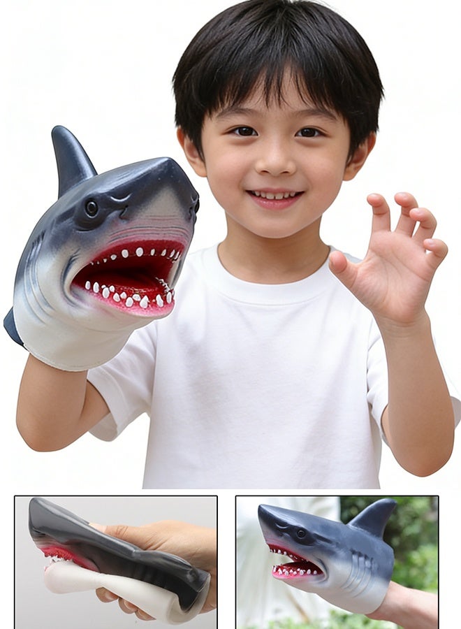 KANGLI 1 Pcs Hand Puppet Toys Rubber Coating Animal Shark, Shark Puppets Role Play Toy for Kids, Realistic High simulation Shark Head - Image 3