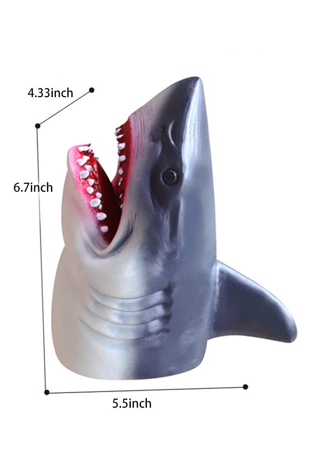 KANGLI 1 Pcs Hand Puppet Toys Rubber Coating Animal Shark, Shark Puppets Role Play Toy for Kids, Realistic High simulation Shark Head - Image 4
