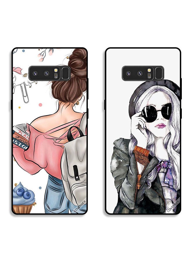 Covernex Two Cases For Samsung Galaxy Note 8 Protective Covers Stylish Girl and Books in Girl Hand Art - Image 1